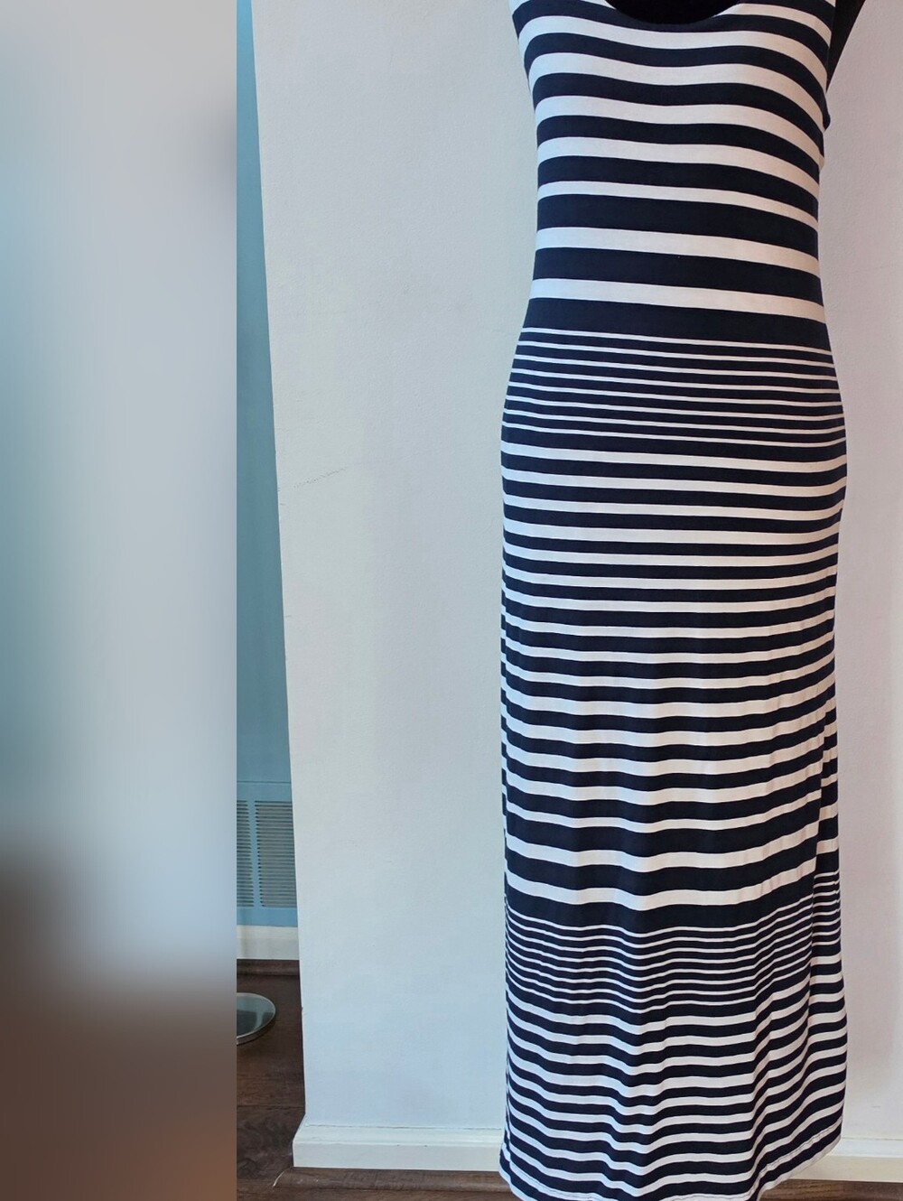Navy and White Striped Maxi Dress